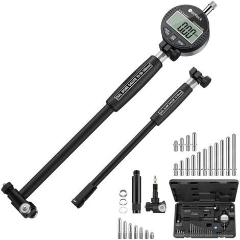 Jauge d’Alésage Digitale 18-160mm – Mesure Intérieure Haute Précision 0,01mm – Jauge Cylindre & Contrôle Dimensionnel Profond pour Atelier Mécanique, Métrologie et Moteurs-Noir
