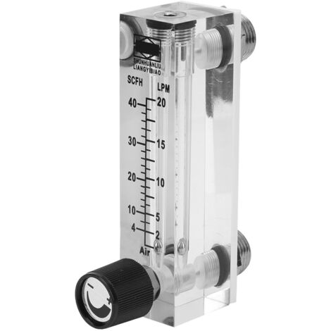 Débitmètre de gaz à panneau réglable, Débitmètre de gaz LZM-6T 2-20 LPM/4-40 SCFH laiton femelle BSP 1/4" Débitmètre avec vanne de régulation pour l'oxygène/air/gaz
