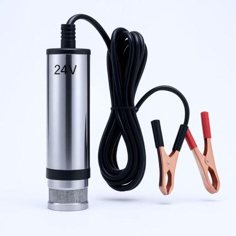 DC 24V Pompe de transfert en acier inoxydable, 51mm 40L/min Pompe Submersible Portative de Fluide de Transfert de Carburant Pompe électrique Huile d'eau pour diesel, kérosène (1/5)