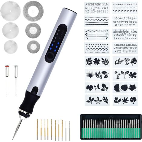 Mcbazel Stylo de Gravure Électrique, Outil de Gravure USB Rechargeable Multifonction, Mini Stylo Rotatif de Bricolage Portable pour Métal, Bois, Verre, Plastique, Bijoux, Pierre (1/5)