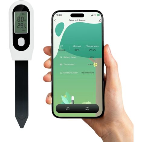 Wigearss Zigbee Capteur Testeur de Sol, Mesure d'Humidité pour Plantes, Moniteur de Température de l'Air, Mesure de la Lumière, Hygromètre Intelligent pour Plantes d'Intérieur (1/5)