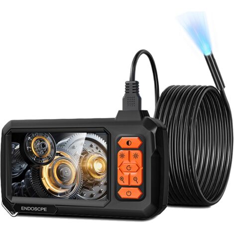 Endoscope numérique Industriel HD 1080p, Caméra d'inspection endoscopique IPS 4,3 Pouces avec sonde d'égout étanche IP67 Portable avec 8 LED et câble Semi-Rigide de 5 m (1/5)