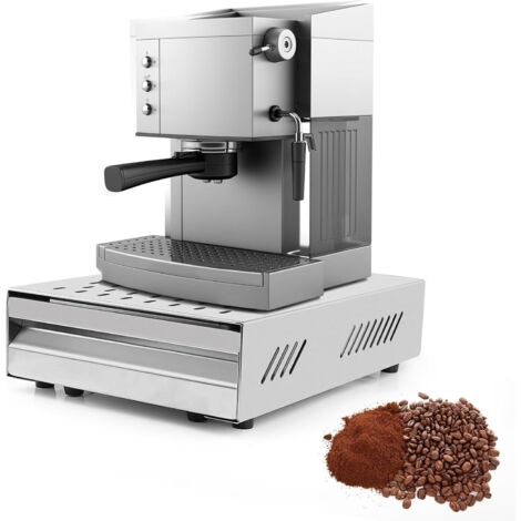 Boite Marc de Café Knock Box, Récipient à Frapper, Tiroir Détachable en Acier Inoxydable 350 x 250 x 100mm, Vidange du Marc de Café pour Collecter et Recycler le Marc de Café, Argent (1/5)