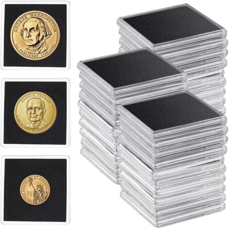 Lot de 40 capsules de pièces de monnaie, transparentes, réglables, avec éponges, en acrylique, pour collectionneurs, 20/25/30/35/40 mm (1/5)