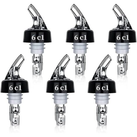 Becs à Liqueur, 6 Pièce Bec Verseur Alcool Auto-Pour de 6cl Avec Bille Becs Verseurs Doseur/Bec Verseur Anti-Goutte Verseurs de Bouteilles pour Le Vin, l'alcool, les Cocktails et L'huile (1/5)