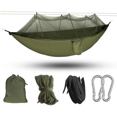 Hamac d'Extérieur avec Moustiquaire - Voyage Ultra Léger Nylon Parachute Séchage Rapide, Capacité 300 kg, 260 x 140 cm pour Camping Randonnée Jardin (1/5)