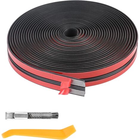 10m Joint de Pare-Brise Adhésif en Caoutchouc, Largeur 19mm, Bande d'Étanchéité Autocollante Universelle en T pour Toit Ouvrant de Voiture, Noir (1/5)