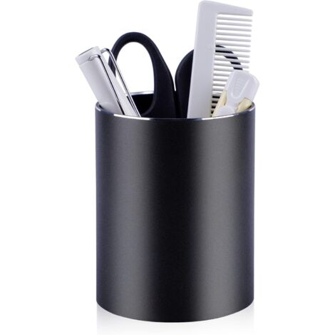 Pot À Crayons Metal, Organiseur de Bureau, 8x10 cm, Porte-Stylo Rond pour Stylo, Pinceau Maquillage, Stockage, Support de Crayons pour Enfant, Adult, Noir (1/5)