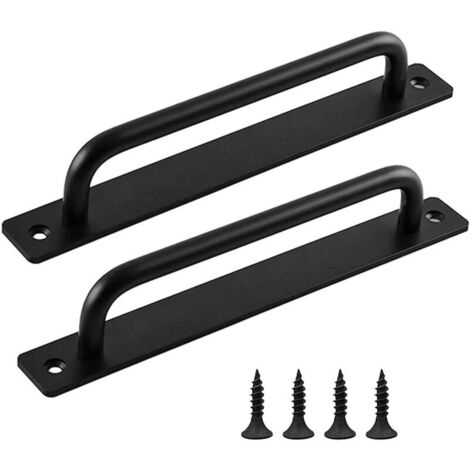 Poignée de porte coulissante, lot de 2, poignée de porte de grange, poignée de porte noire, poignées de porte intérieures et extérieures avec vis, pour cuisine, meubles, armoires, placards, portes