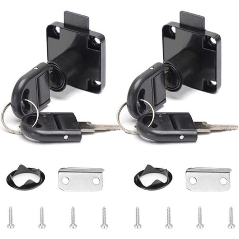 serrures noires pour tiroirs de bureau, serrures en alliage avec 4 clés, serrures cylindriques pour meubles (bureau, boîte aux lettres, tiroir, armoire) (1/5)