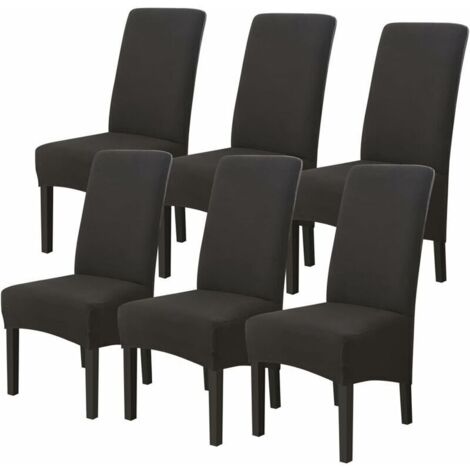 Housses de Chaises 6 pièces Grand Taille Noir,Housses pour Chaises de Salle a Manger Universelle, Couverture Couvre de Chaise Salon Moderne pour Mariage Reunion (1/4)