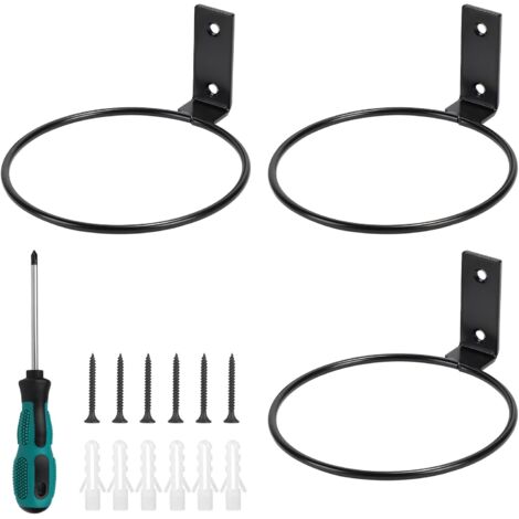 3 x Porte Plante Mural Ø15cm Support Pot de Fleur Extérieur Interieur, Porte Pot Anneau en Métal avec Vis et Tournevis (1/5)