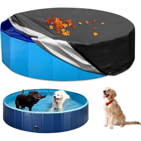 Bâche Protection pour Piscine Ronde, Couverture de Piscine pour Chien avec Cordon, 160 x 30 cm Housse Piscine Imperméable Pliable Oxford Housse de Protection pour Piscine Hors Sol Ronde (1/5)