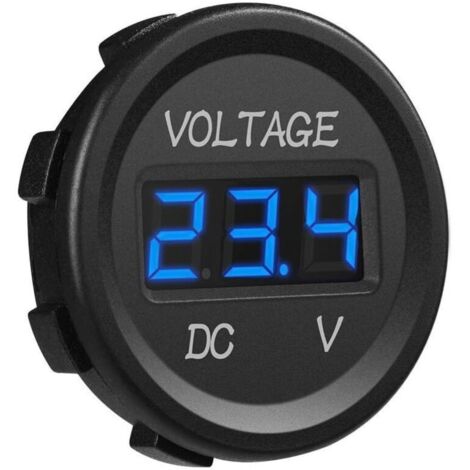Voltmètre CC 12-24 V à affichage numérique LED étanche pour bateau, moto, camion et applications marines (bleu)