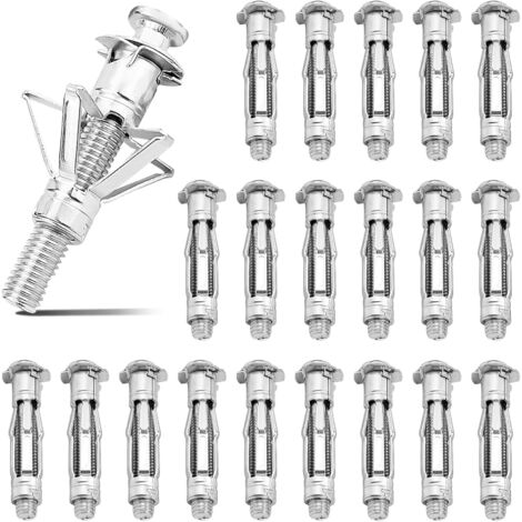 20 Pièces M8 x 52 mm Cheville Métalliques à Expansion, Fixation d'Objets Légers, pour 3-20 mm Plaques de Plâtre Creuses, Murs Creux (M8 x 52 mm)