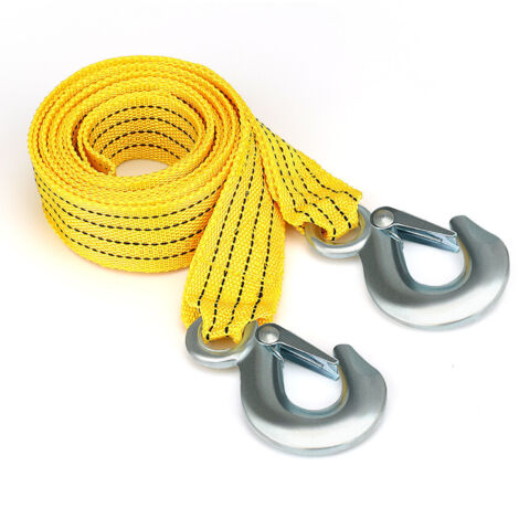 Coocheer – Câble de sangle de traction remorquage 4M – Capacité 3 tonnes – Polyester traité pour réduire vibrations – Crochets en acier de sécurité
