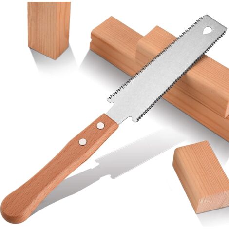Petite scie à main pour le travail du bois, lame flexible de 6 pouces, scie à tirer à double tranchant pour l'artisanat, les loisirs, le bricolage, scie de bordure de jardin à manche en bois antidérap (1/5)