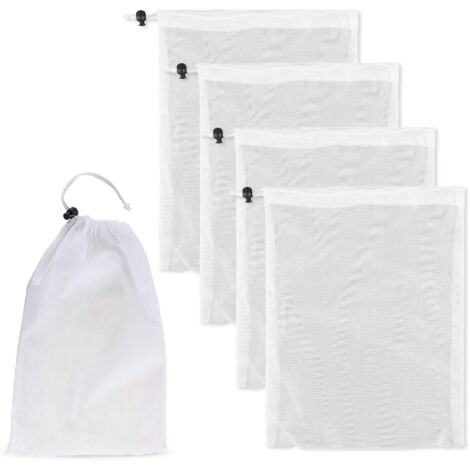 4 Sacs de Nettoyage de Piscine, Sacs filtrants en Maille Fine pour aspirateur de Piscine, Sacs en Maille avec Cordon de Traction et de Verrouillage pour Le Nettoyage des Feuilles de Piscine