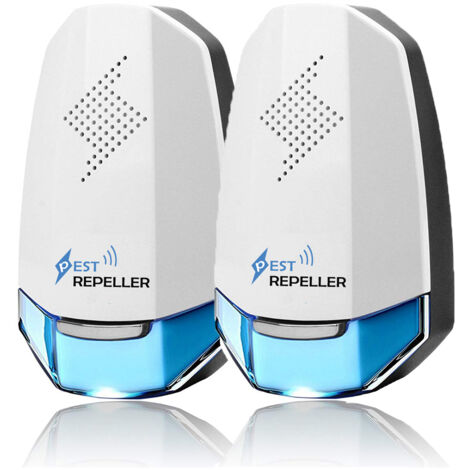Lot de 2 répulsifs ultrasons professionnels – Éloigne souris, cafards et insectes – Puissance 20 W – Couverture jusqu'à 120 m² – Perle Rare (1/5)