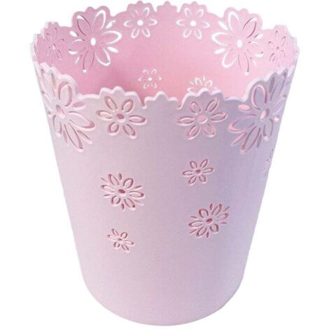 Corbeille à papier en forme de fleur creuse en plastique non couverte (S – Rose) (1/5)