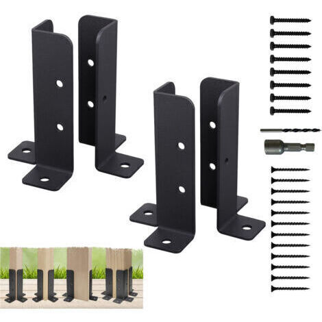 Supports de poteaux réglables pour bois – Lot de 4 – Compatible 38x38/50x50/50x101/101x101mm – Fer résistant à la corrosion (1/5)