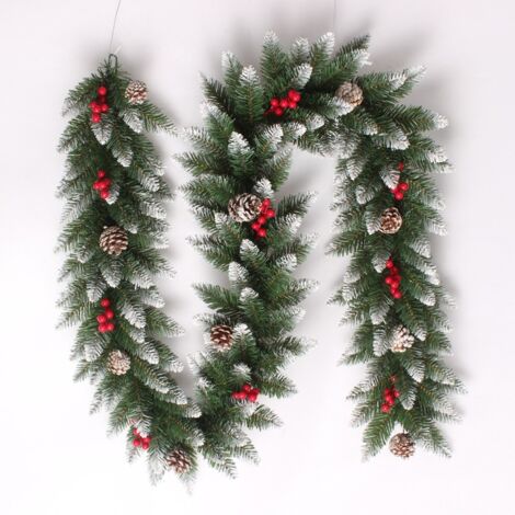 Coocheer – Guirlande de Noël artificielle 2,7m en PVC – Décoration intérieure et extérieure avec pommes de pin – Flexible pour fenêtres et escaliers