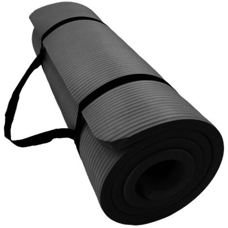 Tapis de gymnastique et de yoga Pilates antidérapant pour femme, épaisseur 1 cm, avec sangles, TPE, 183 x 60 x 1 cm (1/2)