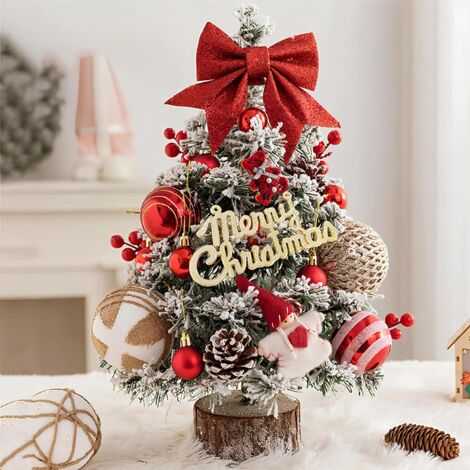 Coocheer – Mini sapin de Noël artificiel 45 cm – Éclairé par lumières LED – Branches réalistes en PVC – Décoration de table festive (1/5)