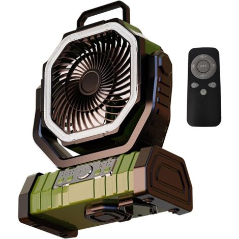 Ventilateur de camping avec lumière LED à vitesse réglable pour tente, batterie longue durée 10 W 20 000 mAh pour le camping et les voyages lvse (1/5)