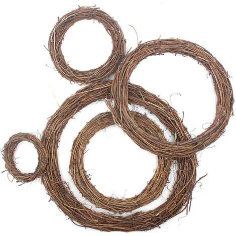 Guirlande de vigne naturelle, 5 pièces, guirlande en bois, guirlande en rotin naturel, couronne de Noël artisanale pour décoration de porte d'entrée, décoration murale de fête (8,12,20,25,30 cm) (1/5)