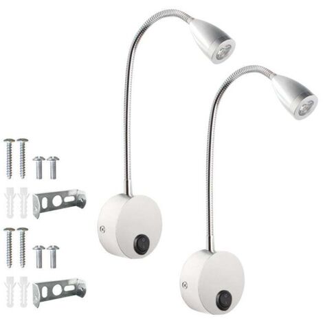 Lot de 2 lampes de chevet à LED, lampe de lecture à col de cygne, 3 W, lumière chaude 3 000 K (1/5)
