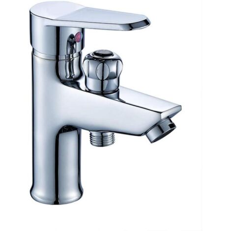 Robinet De Salle De Bain Cascade Salle Bains Matériaux Construction Quincaillerie Robinet Lavabo Monotrou Cuivre Bouton À Double Usage Douche Externe Lavabo Chaud Et Froid Placage (1/5)
