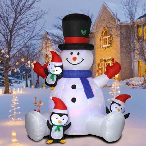 Bonhomme de neige gonflable de Noël de 7 pieds avec pingouins gonflables Décoration de jardin extérieure de Noël avec lumières LED intégrées pour fête de vacances en plein air Patio Pelouse Jardin (1/5)