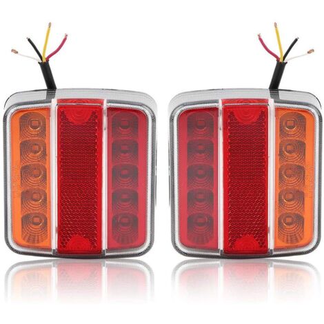 Paquet de 2 feux arrière de camion de remorque à LED 12V, feux arrière à LED de 18 pièces, feux de freinage arrière avec feu de freinage étanche, éclairage de plaque d'immatriculation de remorque (1/4)