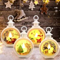 Lot de 4 Lanterne De Noel, Lanternes De Décoration De Noël, Lanterne Decorative, Lanterne Boule à Neige, Lanternes Décoratives De Noël, Lanternes De Noël pour Decoration de Table