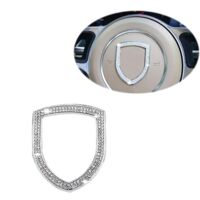 Housse de volant avec logo, adaptée à Porsche, décoration intérieure autocollante, housse de volant avec logo, pièces automobiles avec logo, housse de volant avec logo argenté