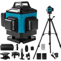 Niveau Laser Chantier Autonivelant 360° x 4, 4D 16 Lignes Niveau Laser, IP54 Waterproof, avec 2x4800 mAh Batteries et Télécommande pour chantiers intérieurs(bleu)