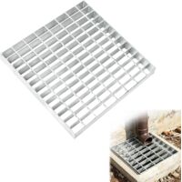 Grille Caillebotis Carré Galvanisée 395x395x30mm Maillage: 25/45mm Capacité 900kg sans Cadre Caillebotis Exterieur pour Drainage, Regard Lumière, Porte de Garage, Jardin, Terrasse