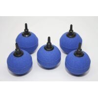 Lot de 5 pierres à air sphériques de 5 cm, tubes à oxygène frittés haute température, pierres à bulles d'air pour aquarium et bassin, plastique bleu