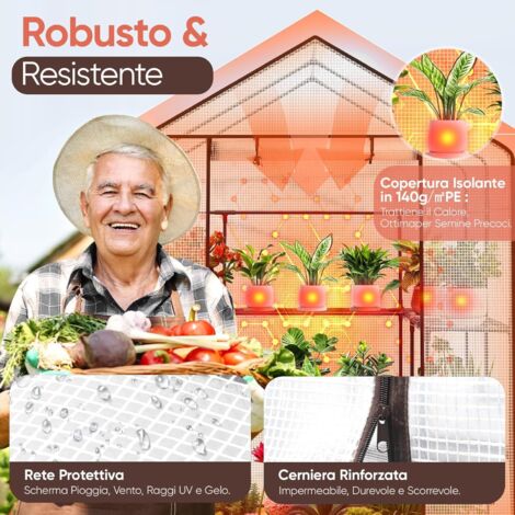 Sekey Serre De Jardin XXL 200x145x145 Cm - 10 Étagères Pour Tomates Et Plantes - Résistante Hiver