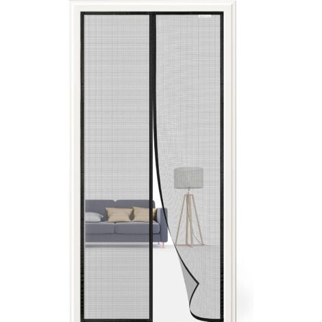 Moustiquaire Porte Fenêtre 160x220 cm, Magnétique Rideau de Porte Anti Mouche Moustiquaire Fenêtre Aimantée Protection Contre les Moustiques, Installation Rapide, Noir