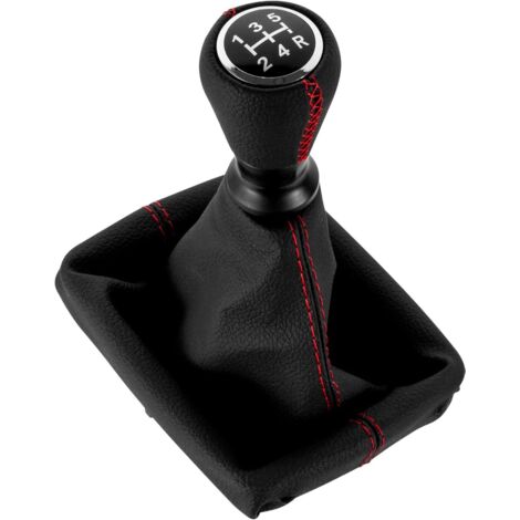 Pommeau de Levier de Vitesse Cuir avec Soufflet Compatible pour Peugeot 206 406 (Rouge) (1/5)