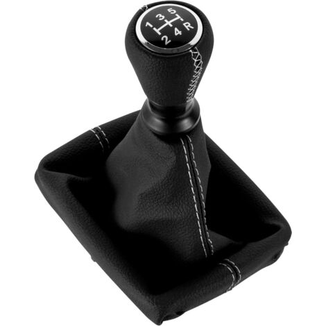 Pommeau de Levier de Vitesse Cuir avec Soufflet Compatible pour Peugeot 206 406 (Blanc) (1/5)