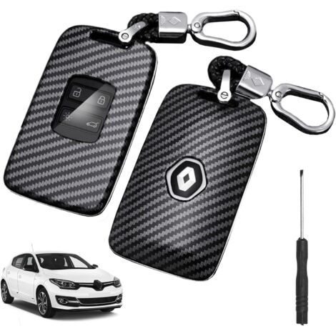 Coque de Clé 4 Boutons en Fibre de Carbone pour Re-Nault Koleos Kadjar Talisman Captur Espace Clio Mégane 2016-2024 – Protection Contre Les Rayures et Chocs, Ajustement Précis pour Clés Re-Nault (1/5)