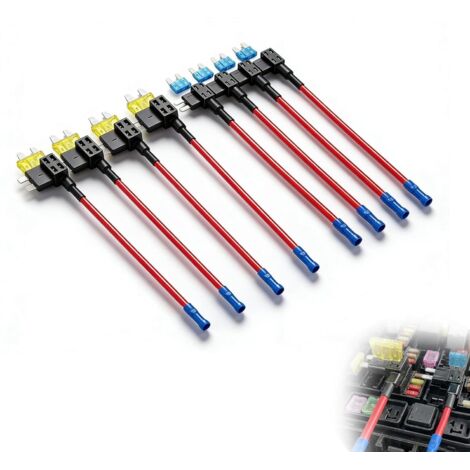 Lot de 8 Fusibles avec Adaptateur de Circuit - 2 Types (Standard et Mini) - Pour Voiture, Camion, Moto, Bateau, etc (1/5)