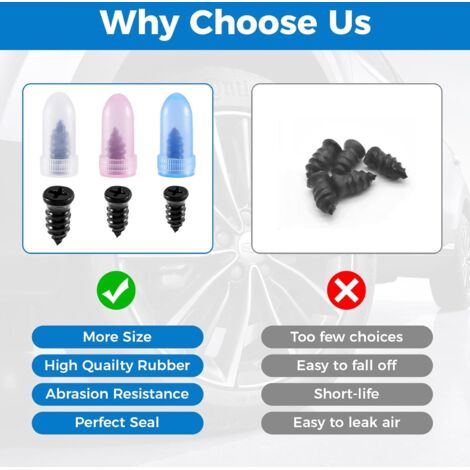 90 Pièces Clous Pneus Voiture avec Tournevis Kit Reparation Pneu ...