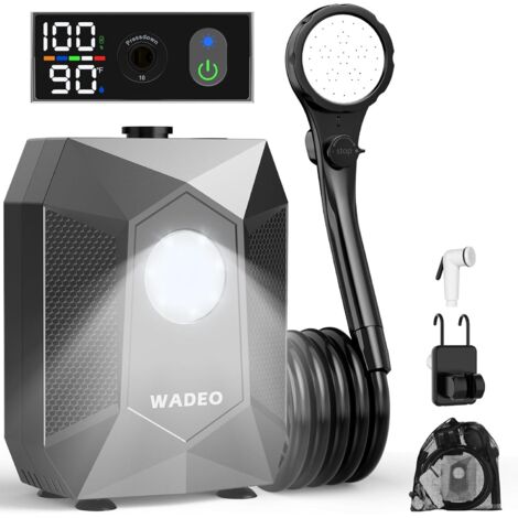 Kit Douche de Camping, Douche Portable - Pompe Rechargeable 6000mAh avec Lumière LED, 5 Modes de Jet, Affichage Fahrenheit/°C, IPX8 - pour Camping Expert, Voyage & Soins Animaux (1/5)