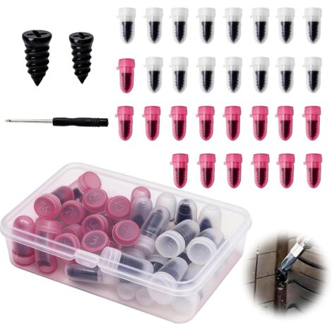 30 Pièces Kit Réparation Pneu Voiture et Moto avec Mèche Pneu Crevaison, Tournevis et Accessoires, Outillage de Réparation des Pneus Professionnel pour Reparation Pneu Voiture (1/5)
