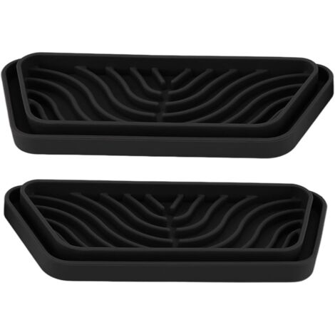 Récupérateur de Bac D'égouttage D'eau pour Réfrigérateur, 2 Bacs D'égouttement Trapézoïdaux en Silicone pour Machine à café Distributeur D'eau de Congélateur, avec Taille (Noir) (1/5)