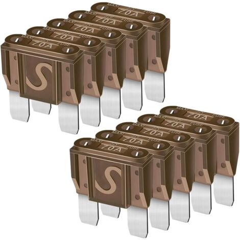 Lot de 10 Fusibles à Lame Maxi APX de Rechange 70 A pour Voitures, Camions, Camping-Cars Bateaux Automobiles Véhicules Camping-Cars SUV